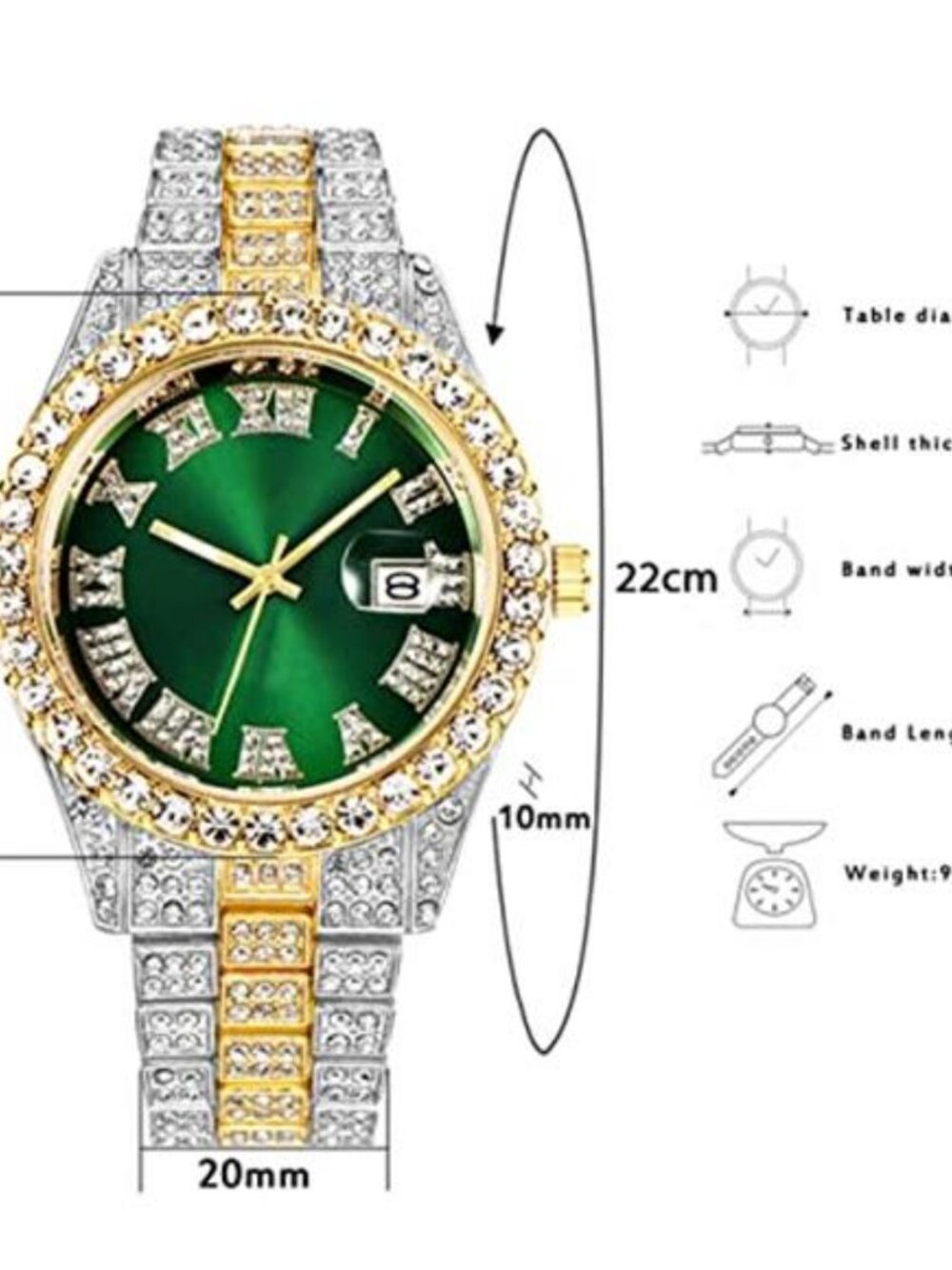 3 Pack Luxury Men Hip Hop Watch with Roman Scale Calendar Diamond Wrist - Picture 3 of 7